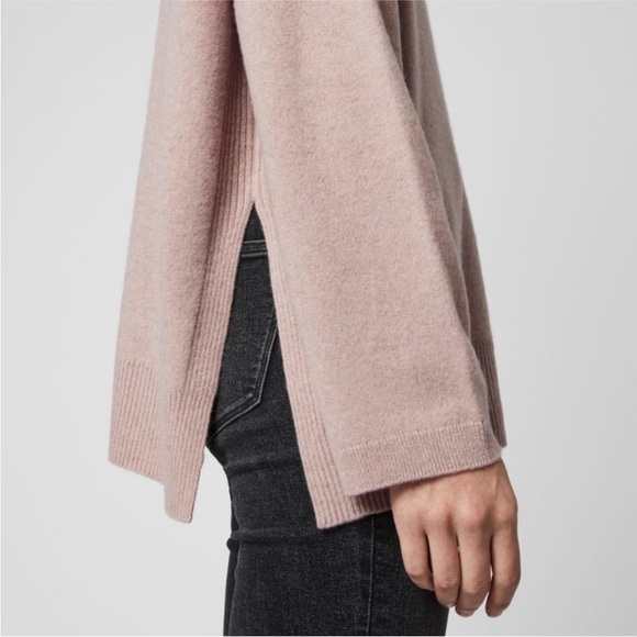All Saints Pink Cashmere Split Hem Tara Sweater Jumper Sz XS - Picture 3 of 12